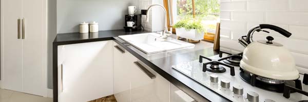 Clear and simple kitchen with gas burners